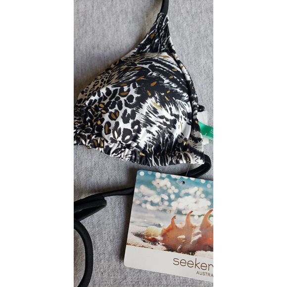 SEEKERS AUSTRALIA BLACK WHITE GOLD ANIMAL PRINT BIKINI TOP NWT - Picture 4 of 10